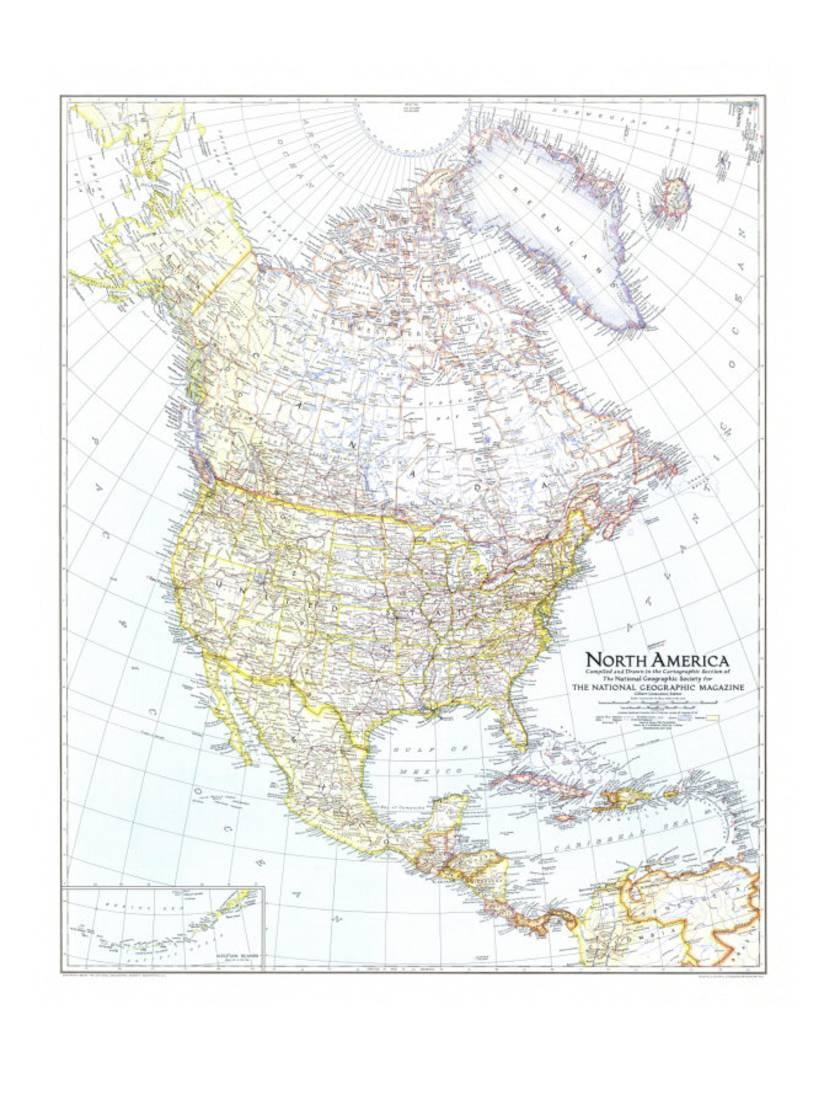 1942 North The united states Map Print Wall Artwork Via Countrywide Geographic Maps photograph relating to North America Map Printable referred to as 1942 North The us Map Print Wall Artwork As a result of Countrywide Geographic Maps